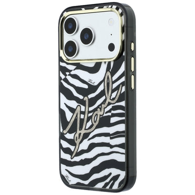 Karl Lagerfeld IML Signature Zebra Glitter MagSafe Case for iPhone 17 Pro / 18 Pro - Gold