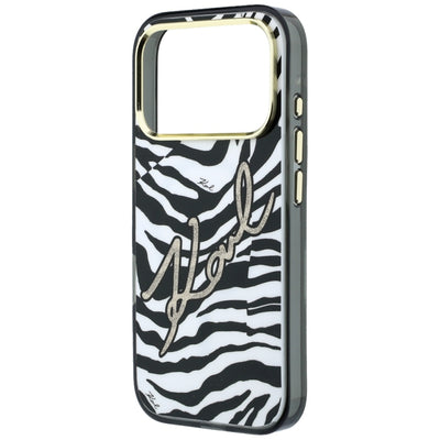 Karl Lagerfeld IML Signature Zebra Glitter MagSafe Case for iPhone 17 Pro Max / 18 Pro Max - Gold
