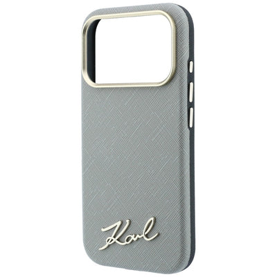 Karl Lagerfeld Saffiano Small Script Metal Logo MagSafe Case for iPhone 17 Pro Max / 18 Pro Max - Beige