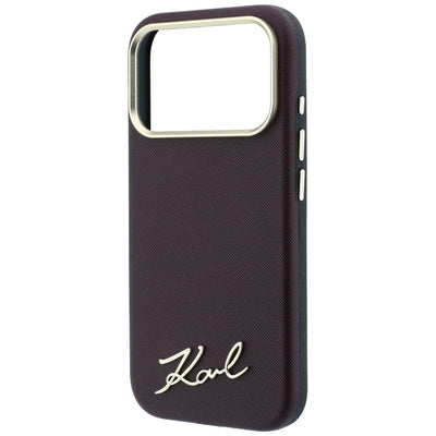 Karl Lagerfeld Saffiano Small Script Metal Logo MagSafe Case for iPhone 17 Pro Max / 18 Pro Max - Burgundy