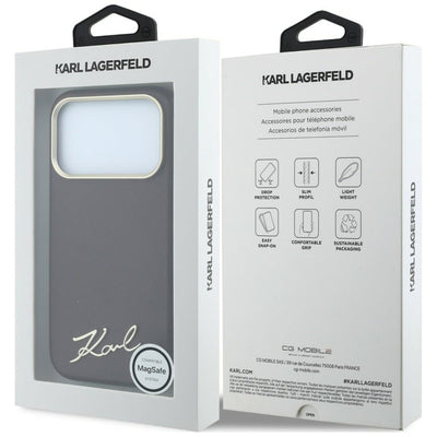 Karl Lagerfeld Saffiano Small Script Metal Logo MagSafe Case for iPhone 17 Pro Max / 18 Pro Max - Burgundy