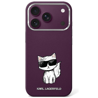 Karl Lagerfeld Smooth Choupette Sketch MagSafe case for iPhone 17 Pro / 18 Pro - burgundy