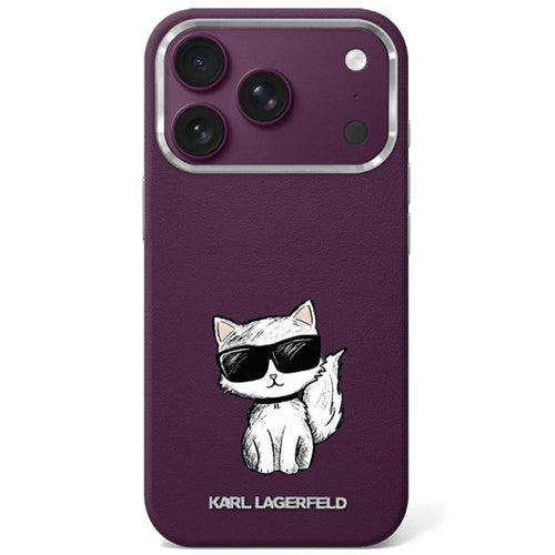 Karl Lagerfeld Smooth Choupette Sketch MagSafe case for iPhone 17 Pro / 18 Pro - burgundy