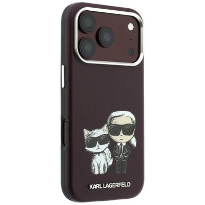 Karl Lagerfeld Smooth Karl &amp; Choupette Bodies Sketch MagSafe case for iPhone 18 Pro / 17 Pro - burgundy