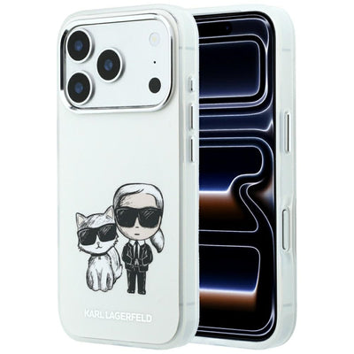 Karl Lagerfeld Smooth Karl &amp; Choupette Bodies Sketch MagSafe Case for iPhone 18 Pro Max / 17 Pro Max Beige