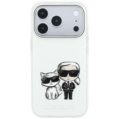 Karl Lagerfeld Smooth Karl &amp; Choupette Bodies Sketch MagSafe Case for iPhone 18 Pro Max / 17 Pro Max Beige
