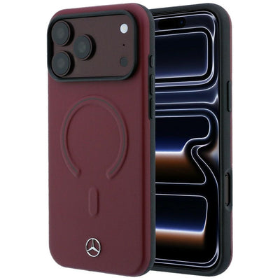 Mercedes Leather 3D MagSafe Case for iPhone 18 Pro / 17 Pro - Burgundy