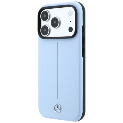 Mercedes Leather Semi Wrap Iconic Line MagSafe Case for iPhone 18 Pro / 17 Pro - Blue