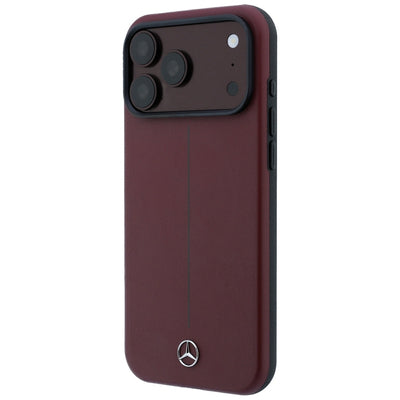 Mercedes Leather Semi Wrap Iconic Line MagSafe case for iPhone 18 Pro Max / 17 Pro Max - burgundy