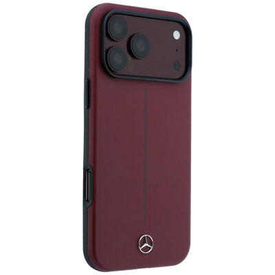 Mercedes Leather Semi Wrap Iconic Line MagSafe case for iPhone 18 Pro Max / 17 Pro Max - burgundy