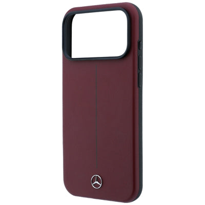 Mercedes Leather Semi Wrap Iconic Line MagSafe case for iPhone 18 Pro Max / 17 Pro Max - burgundy
