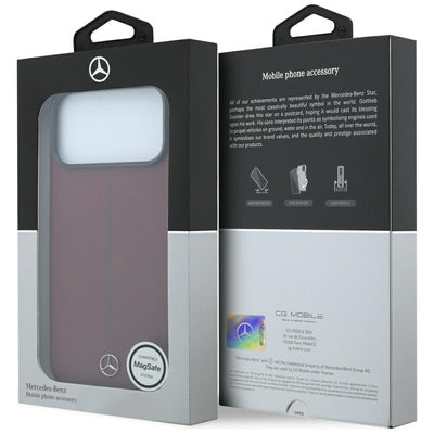 Mercedes Leather Semi Wrap Iconic Line MagSafe case for iPhone 18 Pro Max / 17 Pro Max - burgundy
