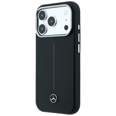 Mercedes Leather Semi Wrap Iconic Line MagSafe Case for iPhone 18 Pro Max / 17 Pro Max - Black