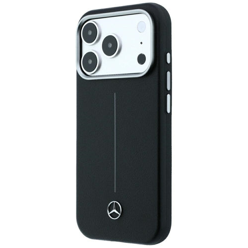 Mercedes Leather Semi Wrap Iconic Line MagSafe Case for iPhone 18 Pro Max / 17 Pro Max - Black