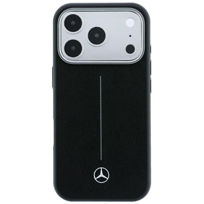 Mercedes Leather Semi Wrap Iconic Line MagSafe Case for iPhone 18 Pro Max / 17 Pro Max - Black