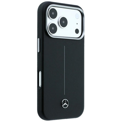 Mercedes Leather Semi Wrap Iconic Line MagSafe Case for iPhone 18 Pro Max / 17 Pro Max - Black