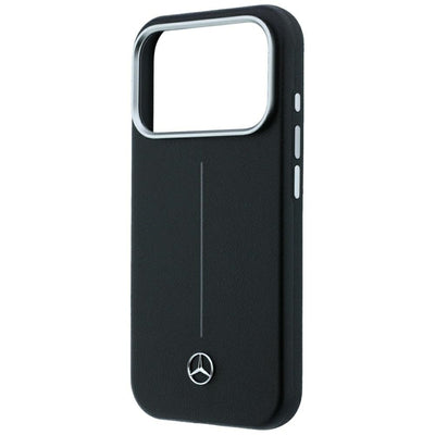 Mercedes Leather Semi Wrap Iconic Line MagSafe Case for iPhone 18 Pro Max / 17 Pro Max - Black