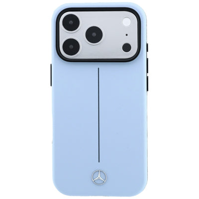 Mercedes Leather Semi Wrap Iconic Line MagSafe Case for iPhone 18 Pro Max / 17 Pro Max - Blue