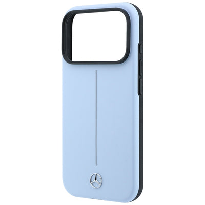 Mercedes Leather Semi Wrap Iconic Line MagSafe Case for iPhone 18 Pro Max / 17 Pro Max - Blue