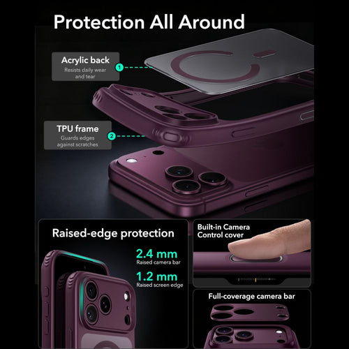 ESR Classic Hybrid MagSafe case for iPhone 18 Pro / 17 Pro - dark cherry