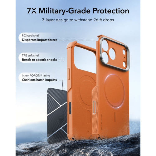 ESR Cyber ​​Tough Kickstand MagSafe Case for iPhone 18 Pro / 17 Pro - Orange