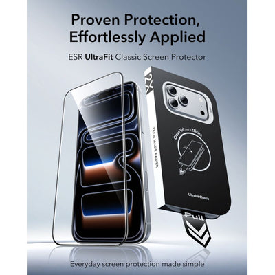 ESR UltraFit Classic 2-Pack Tempered Glass for iPhone 18 Pro / 17 Pro - Black