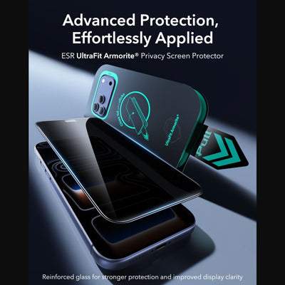ESR UltraFit Armorite Privacy 2-Pack Tempered Glass for iPhone 18 Pro