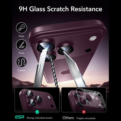 ESR Armorite Camera Protector Tempered Glass for iPhone 18 Pro / 18 Pro Max - Dark Cherry