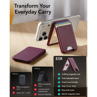 ESR Classic RFID Magnetic MagSafe Wallet - Dark Cherry