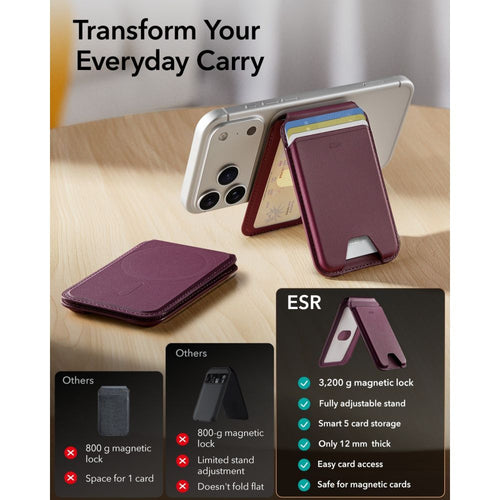 ESR Classic RFID Magnetic MagSafe Wallet - Dark Cherry