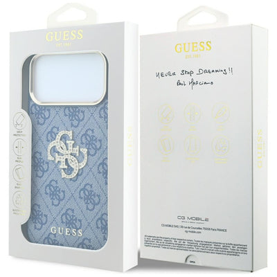Guess 4G &amp; Big Strass Logo Case for iPhone 18 Pro / 17 Pro - Blue