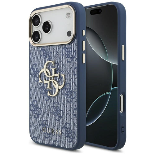 Guess 4G Big 4G Classic Logo Case for iPhone 18 Pro Max / 17 Pro Max - Blue and Gold