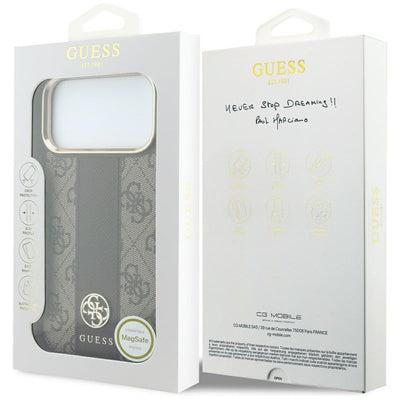 Guess 4G with Stripe Round and Classic Logos MagSafe Case for iPhone 17 Pro Max / 18 Pro Max - Brown
