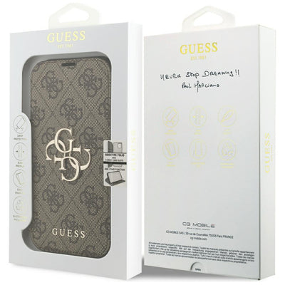 Guess Book 4G Metal Logo Case for iPhone 18 Pro / 17 Pro - Brown