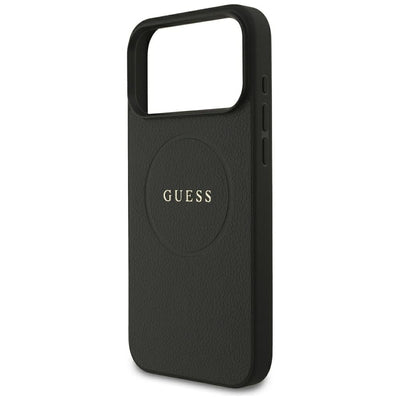 Guess Grained Gold Ring MagSafe Case for iPhone 18 Pro Max / 17 Pro Max - Black