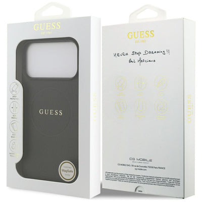 Guess Grained Gold Ring MagSafe Case for iPhone 18 Pro Max / 17 Pro Max - Black