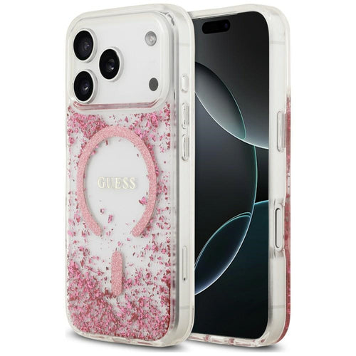 Guess Resin Bottom Glitter MagSafe Case for iPhone 18 Pro / 17 Pro - Pink