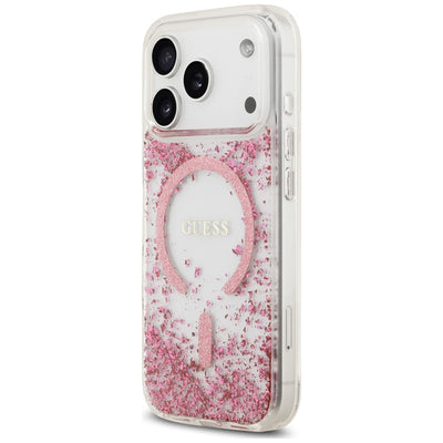Guess Resin Bottom Glitter MagSafe Case for iPhone 18 Pro / 17 Pro - Pink