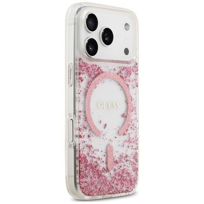 Guess Resin Bottom Glitter MagSafe Case for iPhone 18 Pro / 17 Pro - Pink