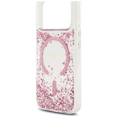 Guess Resin Bottom Glitter MagSafe Case for iPhone 18 Pro / 17 Pro - Pink