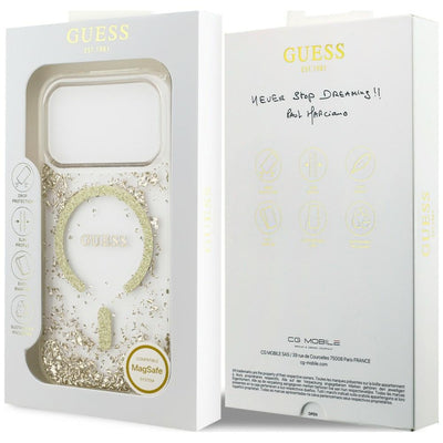 Guess Resin Bottom Glitter MagSafe Case for iPhone 18 Pro / 17 Pro - Gold