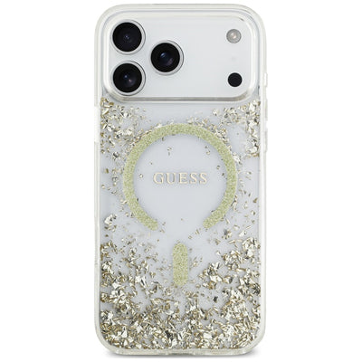 Guess Resin Bottom Glitter MagSafe Case for iPhone 18 Pro Max / 17 Pro Max - Gold