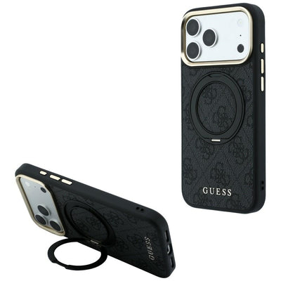 Guess Ring Stand 360 4G Classic Logo MagSafe Case for iPhone 17 Pro / 18 Pro - Black