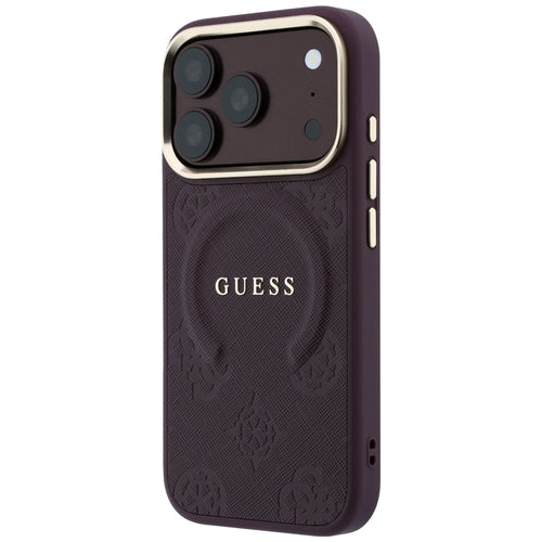 Guess Saffiano Peony &amp; Ring MagSafe case for iPhone 17 Pro / 18 Pro - burgundy