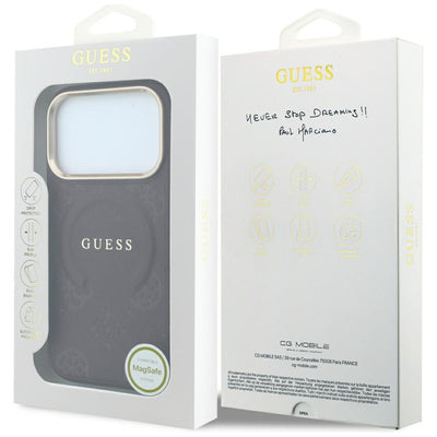 Guess Saffiano Peony &amp; Ring MagSafe case for iPhone 17 Pro / 18 Pro - burgundy