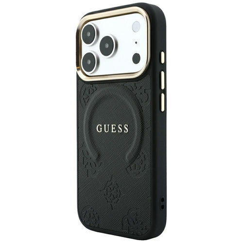 Guess Saffiano Peony &amp; Ring MagSafe case for iPhone 17 Pro / 18 Pro - black