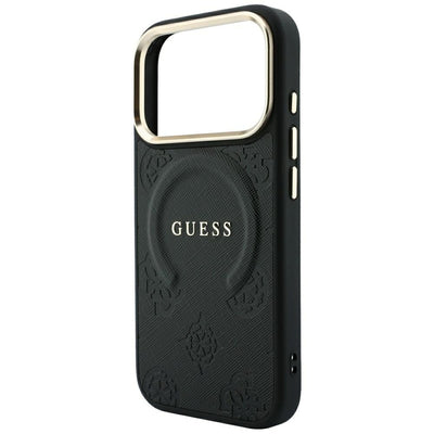 Guess Saffiano Peony &amp; Ring MagSafe case for iPhone 17 Pro / 18 Pro - black