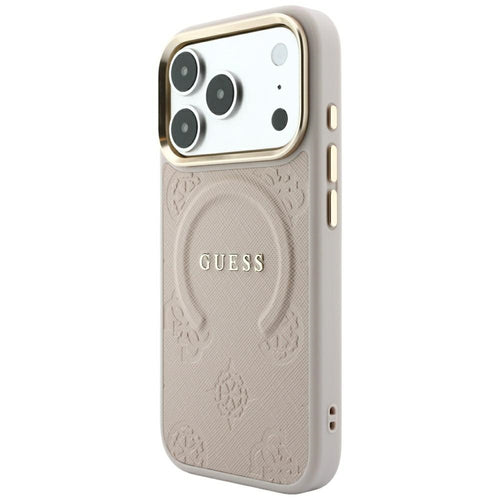 Guess Saffiano Peony &amp; Ring MagSafe case for iPhone 17 Pro / 18 Pro - pink