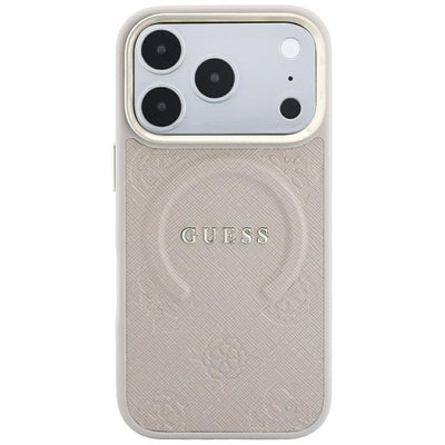 Guess Saffiano Peony &amp; Ring MagSafe case for iPhone 17 Pro / 18 Pro - pink