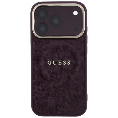 Guess Saffiano Peony &amp; Ring MagSafe case for iPhone 17 Pro Max / 18 Pro Max - burgundy